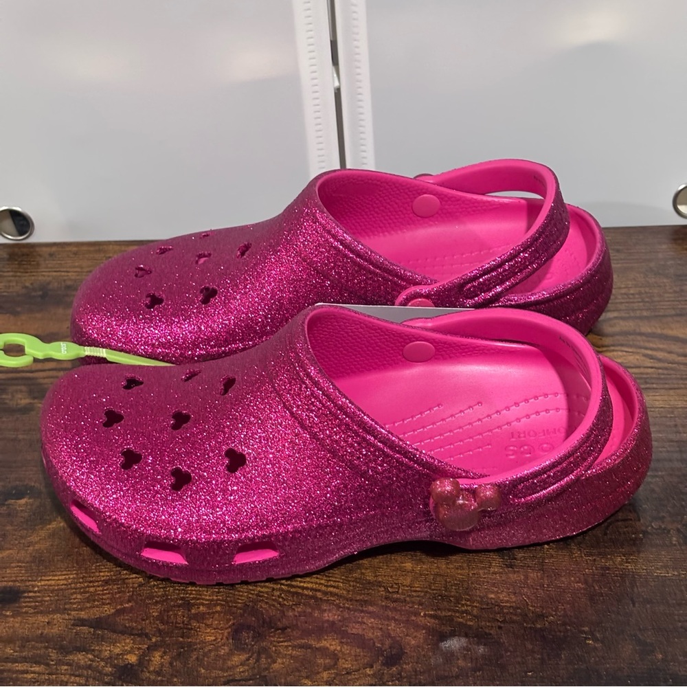 Disney Parks Mickey Mouse Icon Adults Crocs Pink Glitter Men’s 9 / Women’s 11